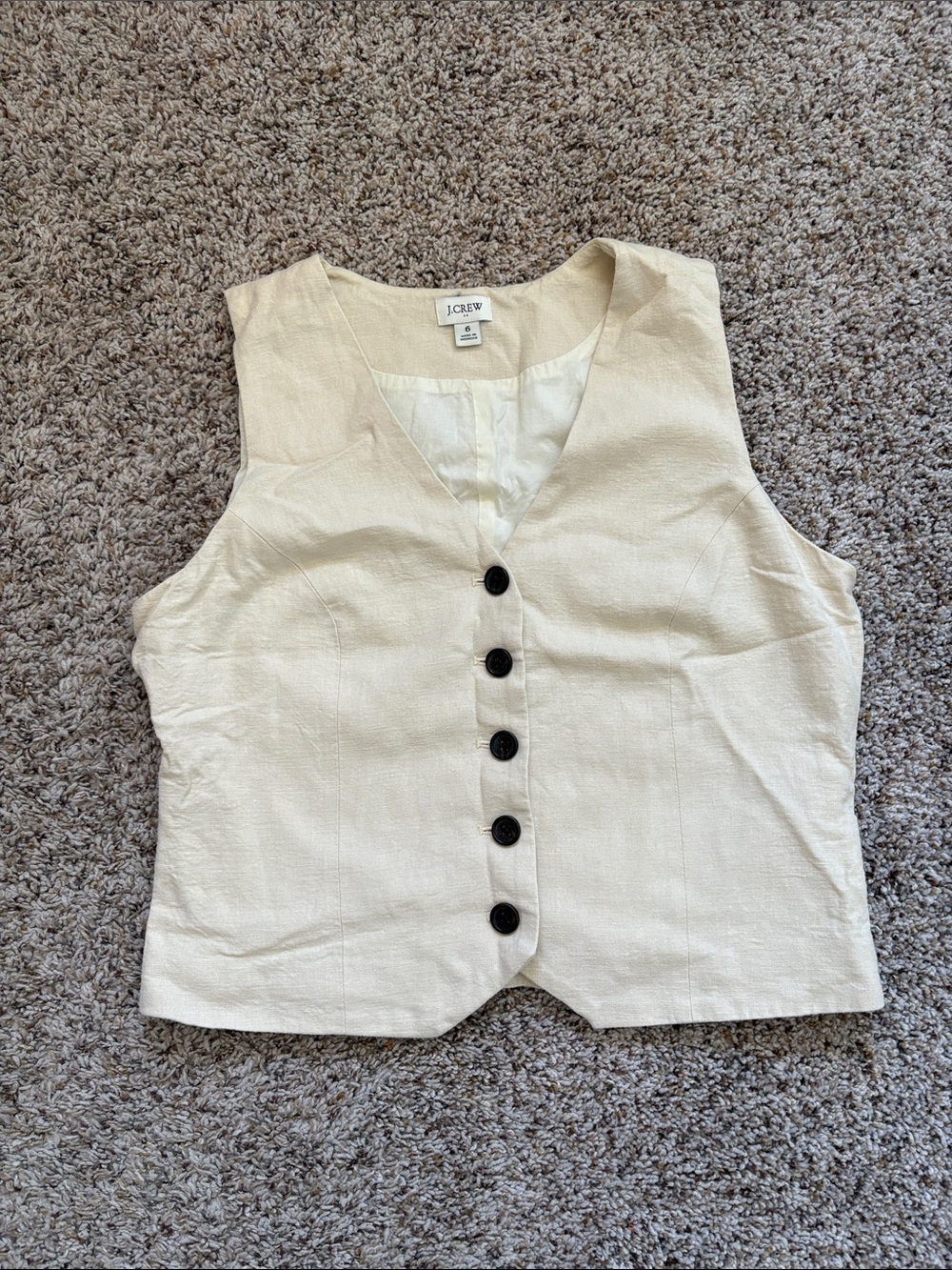 J. Crew Cream linen blend Tailored Vest